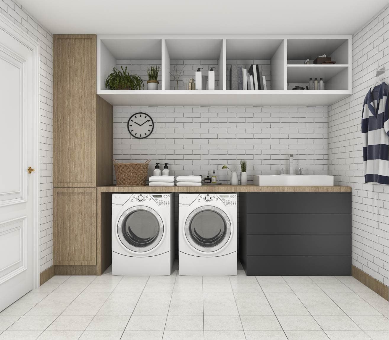 Laundry makeover featuring bright, stylish design and smart storage solutions in Sydney
